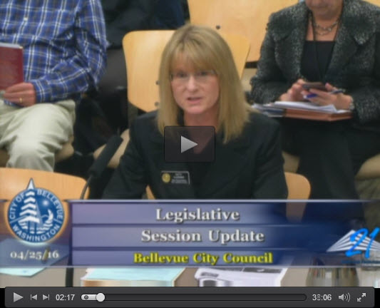 State Representative Patty Kuderer at the Bellevue City Council meeting in April.